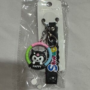 Cute Happy Keychain with Black and Green Accents